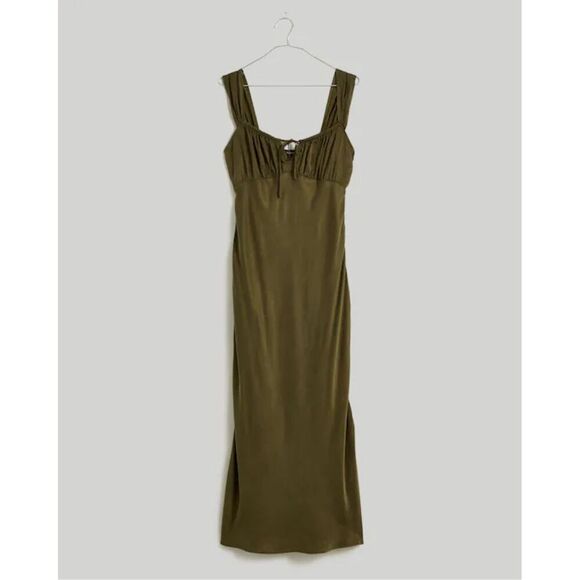 Madewell Dresses & Skirts - Madewell Olive Green Peasant Sleeveless Midi Dress Slip Size 8